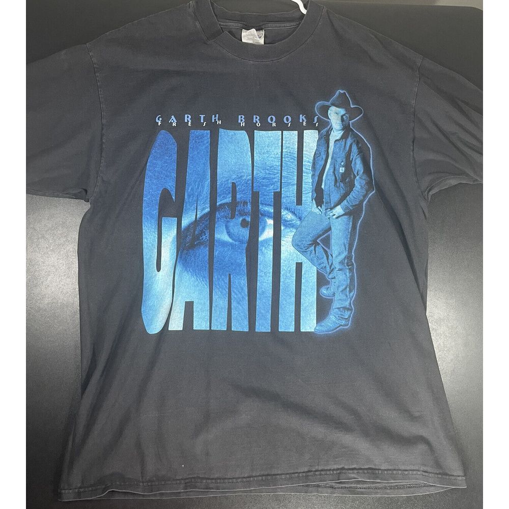Vintage Garth Brooks Fresh Horses Album Black Shirt‎ XL Graphic Large